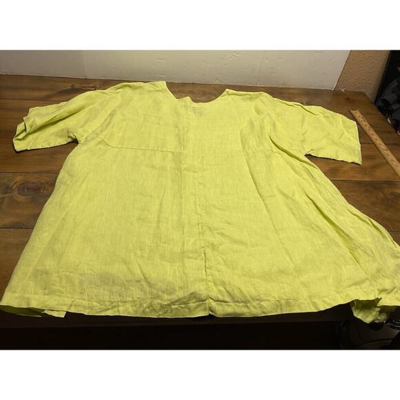 Match Point Womens Tunic Large Yellow Linen Oversized Lagenlook - Picture 8 of 8